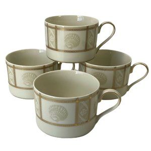 4 Mikasa Fine China Tea Cup Coffee Mug Nature's Theme Nancy Green Tan Gold Japan